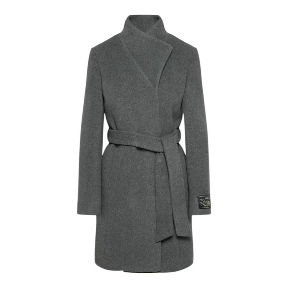 Aritzia Babaton Women's Charcoal Gray Milior Italy Wool Belted Pea Connor Coat